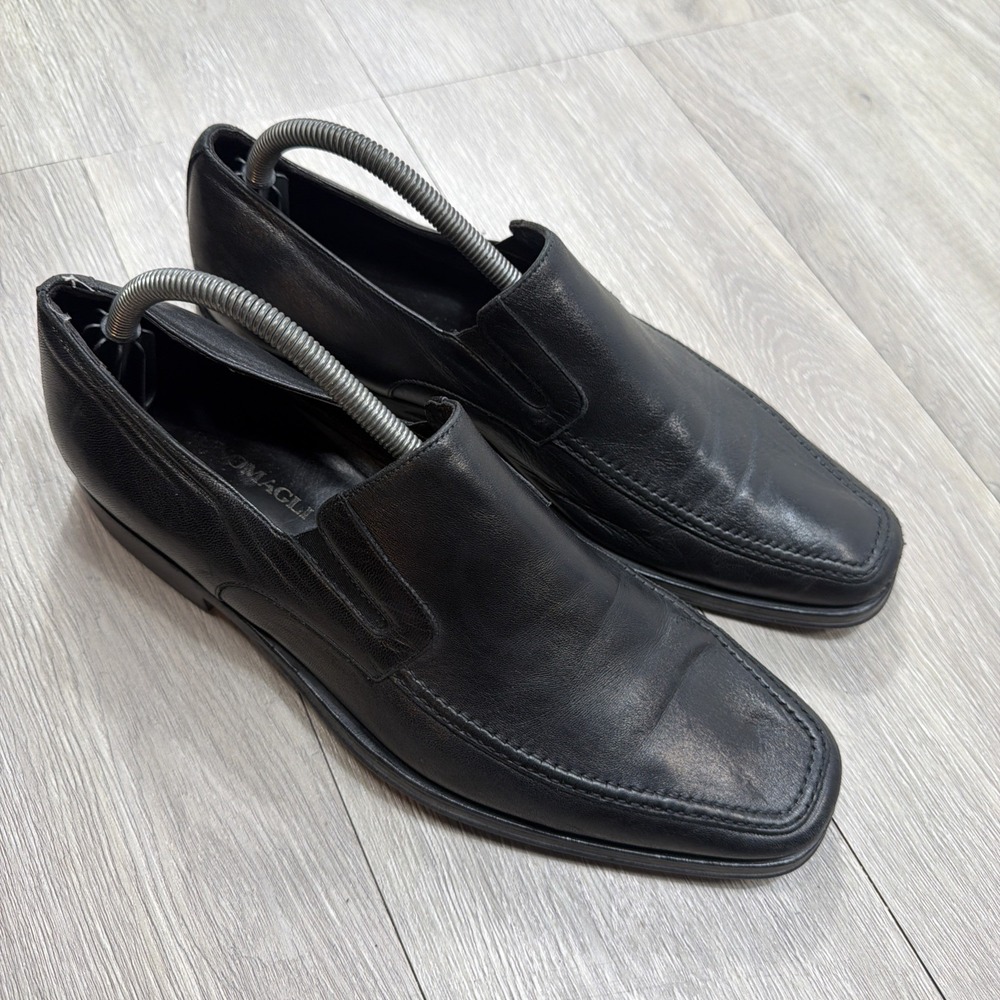 BRUNO MAGLI‎ Sheepskin Leather Driving Loafers Shoes Men 9.5 Black Stretch Italy
